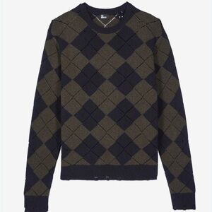 The Kooples Men's Black and Brown Argyle Wool Sweater Medium or Small